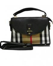 Black/Brown Checkered Design Cross Body Bag For Women