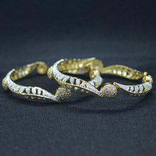 Diamond Imitation White Gold Plated Bangles For Women- 2 pcs