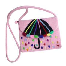 Light Pink Woolen Cross Body Bag For Women