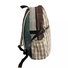 Brown Hemp Checkered Backpack- Unisex