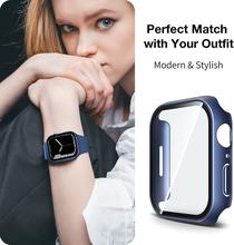 CoteetCi Apple Watch Series 7 45mm Case Hard PC Case with Built-in Tempered Glass Screen Protector 360° Full Body Protection