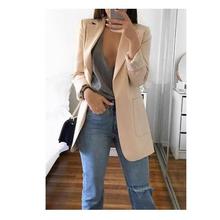 Women Long Sleeve Solid Color Turn-down Collar Coat Ladies