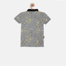 Giny & Jony Boys Grey Printed Polo Collar T-shirt