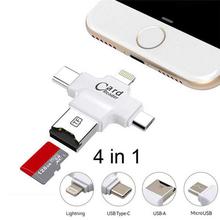 4 in 1 otg Card Reader Type C Lightning Micro TF Card adapter for iPhone and Android