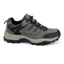 Grey/Black Solid Lace-Up Trekking Shoes For Men - (1Y-112)