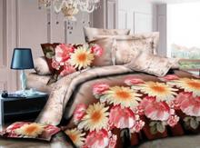 Flower Print Brown King Size Bedsheet With Pillow Cover