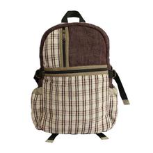Brown Hemp Checkered Backpack- Unisex