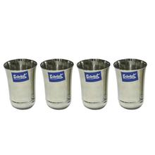 Everest Stainless Steel Flower Plain Glass - 350ml - Set Of 4