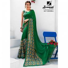 Laxmipati  embroidered Green Georgette Designer Saree with attached Green Blouse piece for Casual, Party, Festival and Wedding