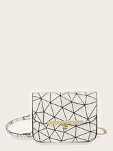 Twist Lock Geometric Print Chain Bag