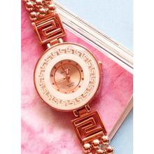 Ultima Rose Gold Round Dial Analog Watch For Women - Gold