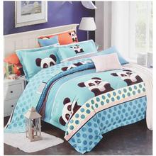 Turquoise Panda Printed Medium Bed Sheet With 2 Pillow Covers