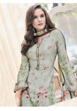 Stylee Lifestyle Grey Satin Printed Dress Material - 2103