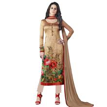 Stylee Lifestyle Gold Green Satin Printed Dress Material (1366)