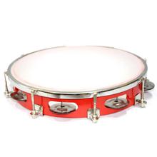 Tambourine With PVC Skin- Red/White