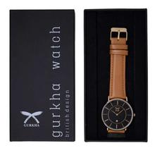 Gurkha Unisex Watch in Black Dial and Light Brown Leather Strap