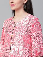 Women Pink & Off-White Printed Straight Kurta - 8009