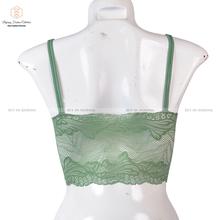 Lace Bra Half Camisole Bralette for Women Padded Bra- Green