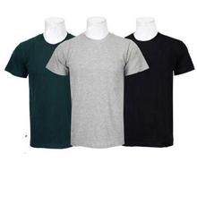 Pack Of 3 Plain 100% Cotton T-Shirt For Men- Green/Black/Grey