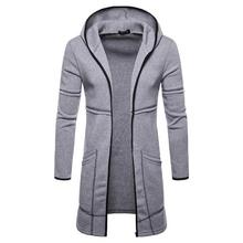 SALE- New Mens Hooded Solid Trench Coat Jacket Cardigan Long