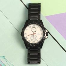 Ultima Off White Roman Dial Metal Strap Analog Watch- Black