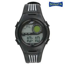 77072PP04 Grey Dial Digital Watch For Men- Black/White