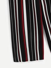 Striped Wide Leg Waist Tie Palazzo Pants