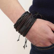 Retro Style Leather Bracelet Men's Bracelets For Men Pulseira Masculina Charm Jewelry Handmade Bracelet Boyfriend Gifts