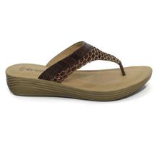 aeroblu Brown Textured V-Strap Sandals For Women - LA03