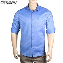 Oxemberg Sky Blue Solid Slim Fit Shirt For Men
