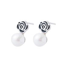 Pearl earrings_wanying jewelry black rose pearl earrings