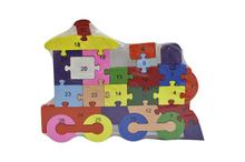 Multicolored Wooden Number and Alphabet Train Puzzle
