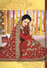 Red Embroidered Saree With Blouse For Women (74005)