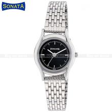 Sonata  Essentials 87020Sm02 Black Dial Analog Watch For Women - Silver