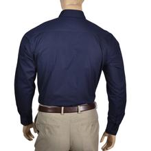 Oxemberg Solid Dark Blue Formal Slim Fit Shirt For Men