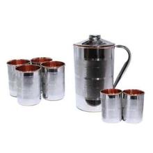 Steel Copper Jug and Glass Set