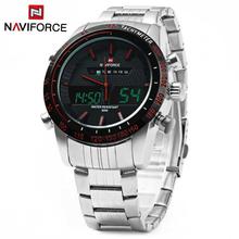 Naviforce NF9024M Black Dial/Silver strap Dual Time Watch For Men