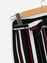 Striped Wide Leg Waist Tie Palazzo Pants