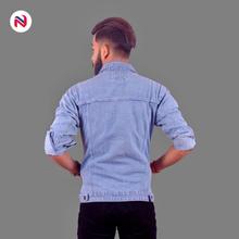 Nyptra Light Blue Solid Denim Jeans Jacket For Men