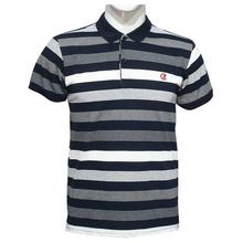 Black/Grey Striped Half Sleeve Collar Neck Polo T-Shirt For Men