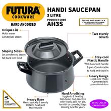 Futura Hard Anodized 3 Litre Handi Saucepan