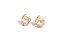 Gold Plated Love Rhinestone Stud Earrings