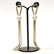 Golden Pearl Studded Tasseled Earrings For Women