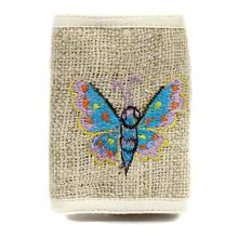 Off White Butterfly Embroidery Hemp Purse (Unisex)