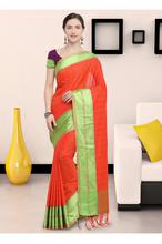 Stylee Lifestyle Orange Art Silk Jacquard Saree   (1908)