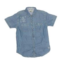 Blue Double Pocket Cotton Half Shirt For Boys