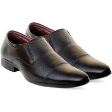 Axonza AXONZA Men's black 534 synthetic leather slip on formal shoes