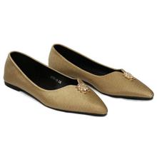 Golden Shiny Pump Flats Shoes For Women