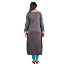Paislei Grey embroidered A-line Kurti with flower gota work For Women - AW-1920-83