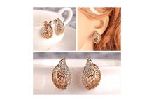 Hollow Leaf Crystal Stud Elegant Earring